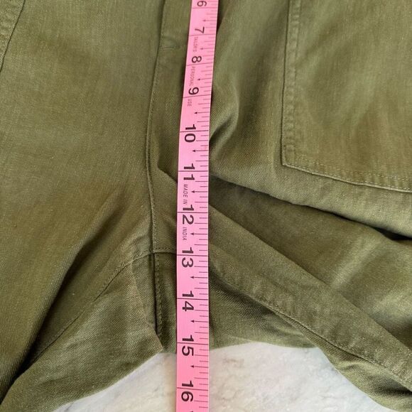 NYDJ Utility Pants In Stretch Linen olive green cropped size 16W - Picture 7 of 8
